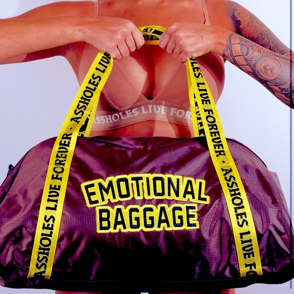 Assholes Live Forever PURPLE  PRINTED STRAP LINED DUFFLE BAG - Picture 3 of 7